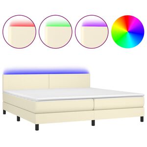 vidaXL Box spring postel s matrac&iacute; a LED kr&eacute;mov&aacute; 200x200 cm uměl&aacute; kůže