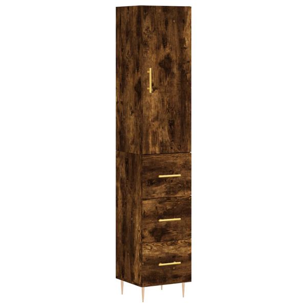 vidaXL Skř&iacute;ň highboard kouřov&yacute; dub 34,5 x 34 x 180 cm kompozitn&iacute; dřevo