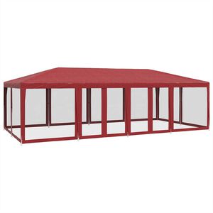 vidaXL Party stan s 12 s&iacute;ťovan&yacute;mi bočnicemi červen&yacute; 8 x 4 m HDPE