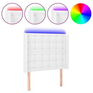 vidaXL Čelo postele s LED b&iacute;l&eacute; 83 x 16 x 118/128 cm uměl&aacute; kůže