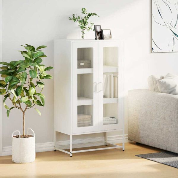 vidaXL Skříň highboard bílá 68x39x123 cm ocel