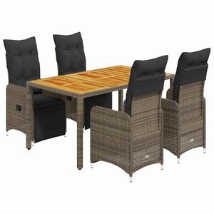 vidaXL 5d&iacute;ln&yacute; zahradn&iacute; bistro set s podu&scaron;kami &scaron;ed&yacute; polyratan