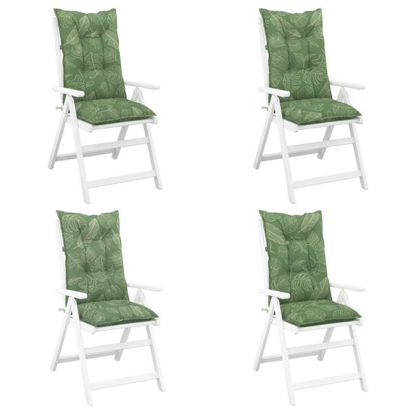vidaXL Podu&scaron;ky na židli vysok&eacute; opěradlo 4 ks vzor listů 120x50x7 cm