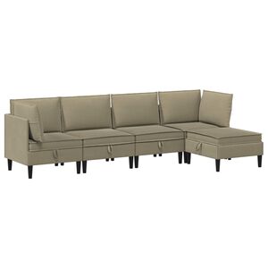 vidaXL Sada n&aacute;bytku do ob&yacute;vac&iacute;ho pokoje 5 ks Khaki Textil