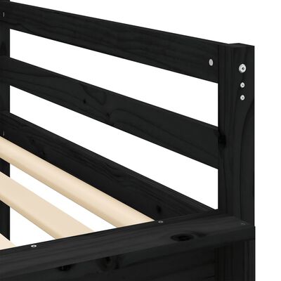 vidaXL Dětská patrová postel se závěsy bílá a černá 80x200 cm borovice
