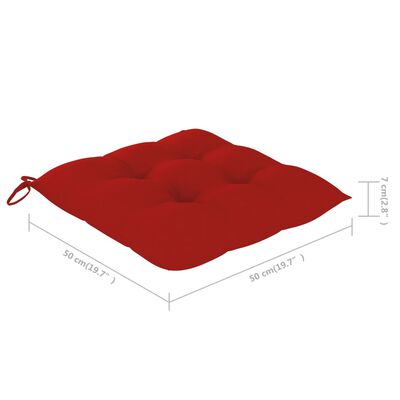 vidaXL Houpací křeslo s červenou poduškou masivní teak