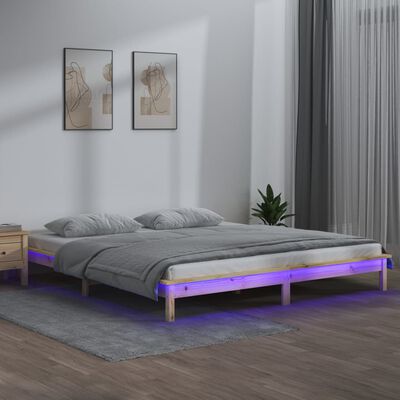 vidaXL Rám postele s LED světlem 200 x 200 cm masivní dřevo