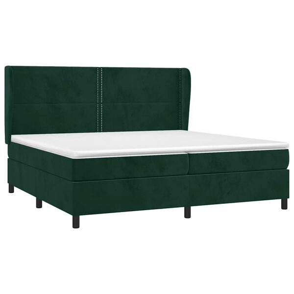 vidaXL Box spring postel s matrac&iacute; tmavě zelen&aacute; 200x200 cm samet