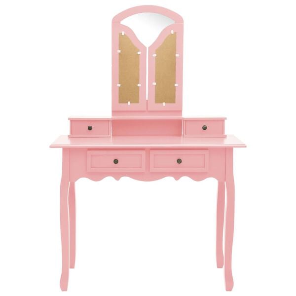 vidaXL Toaletn&iacute; stolek se stoličkou růžov&yacute; 100 x 40 x 146 cm pavlovnia
