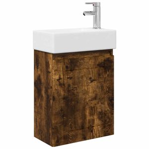 vidaXL Koupelnov&aacute; skř&iacute;ňka s bateri&iacute; Kouřov&yacute; dub 45,5 x 25,5 x 84 cm