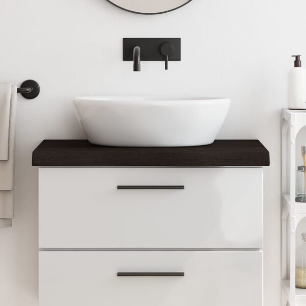 vidaXL Koupelnov&aacute; deska tmavě hněd&aacute; 80x30x(2-6) cm o&scaron;etřen&yacute; masiv