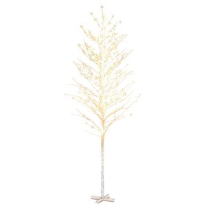 vidaXL B&iacute;l&aacute; bř&iacute;za 672 tepl&yacute;ch b&iacute;l&yacute;ch LED diod 400 cm