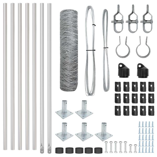 vidaXL Plotov&yacute; sloupek. Stř&iacute;brn&aacute; 10 x 0,6 m (50 mm s&iacute;ť) Ocel