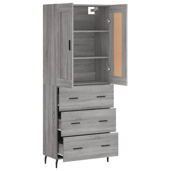 vidaXL Skříň highboard šedá sonoma 69,5 x 34 x 180 cm kompozitní dřevo