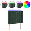 vidaXL Čelo postele s LED tmavě zelen&eacute; 83 x 16 x 118/128 cm samet