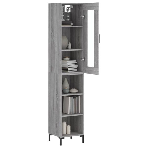 vidaXL Skř&iacute;ň highboard &scaron;ed&aacute; sonoma 34,5 x 34 x 180 cm kompozitn&iacute; dřevo
