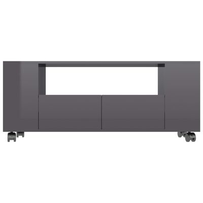 vidaXL TV stolek šedý s vysokým leskem 120x35x48 cm kompozitní dřevo