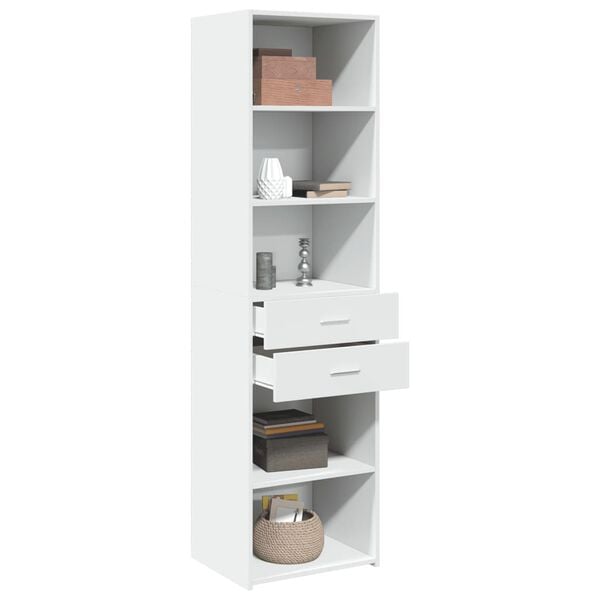 vidaXL Skř&iacute;ň highboard b&iacute;l&aacute; 50 x 42,5 x 185 cm kompozitn&iacute; dřevo