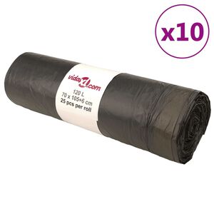 vidaXL Pytle na odpadky se stahovac&iacute;mi &scaron;ňůrkami 250 ks čern&eacute; 120 l