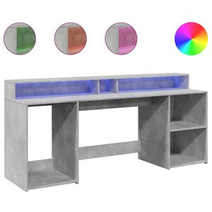 vidaXL Psac&iacute; stůl s LED betonově &scaron;ed&yacute; 200x55x91 cm kompozitn&iacute; dřevo