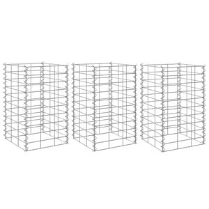 vidaXL Gabionov&eacute; vyv&yacute;&scaron;en&eacute; z&aacute;hony 3 ks 30 x 30 x 50 cm železo