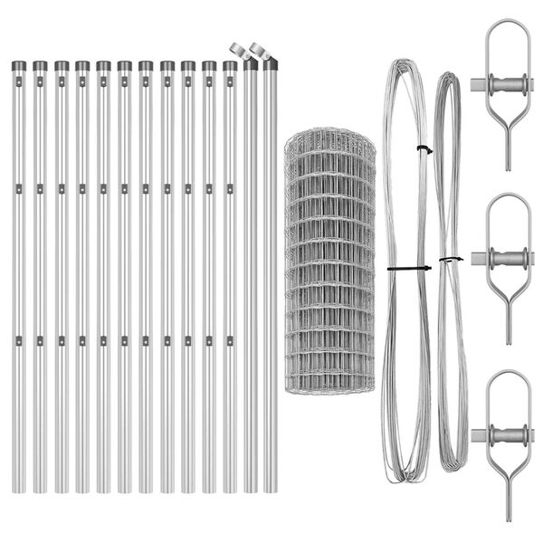 vidaXL Plot s sloupkem Stř&iacute;brn&aacute; 0,6 x 25 m Ocel a PVC