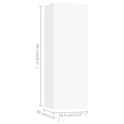 vidaXL TV stolek bílý 30,5 x 30 x 90 cm dřevotříska