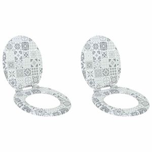 vidaXL WC sed&aacute;tko s funkc&iacute; pomal&eacute;ho skl&aacute;pěn&iacute; 2 ks MDF motiv porcel&aacute;nu