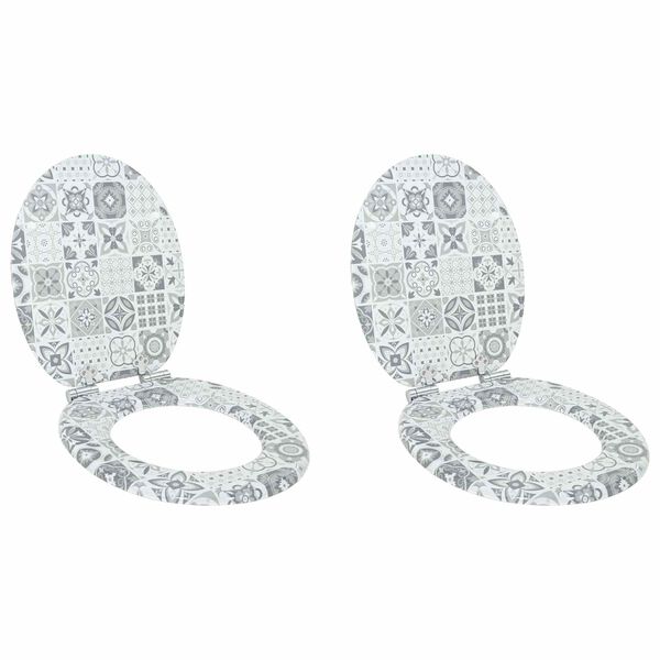 vidaXL WC sed&aacute;tko s funkc&iacute; pomal&eacute;ho skl&aacute;pěn&iacute; 2 ks MDF motiv porcel&aacute;nu