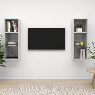 vidaXL Nástěnné TV skříňky 2 ks betonově šedé dřevotříska