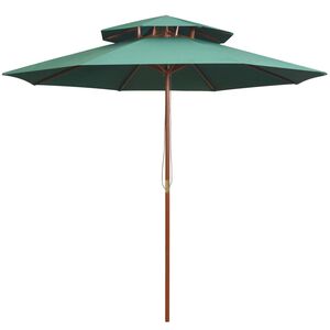 vidaXL Dvoupatrov&yacute; slunečn&iacute;k 270 x 270 cm dřevěn&aacute; tyč zelen&yacute;