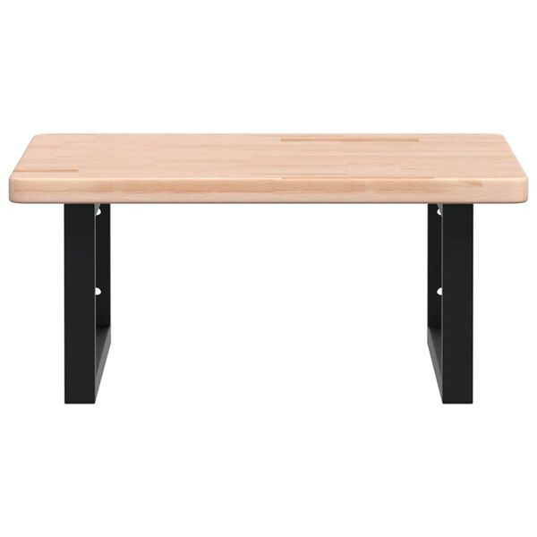 vidaXL Deska pod umyvadlo nástěnná ocel a masivní dubové dřevo