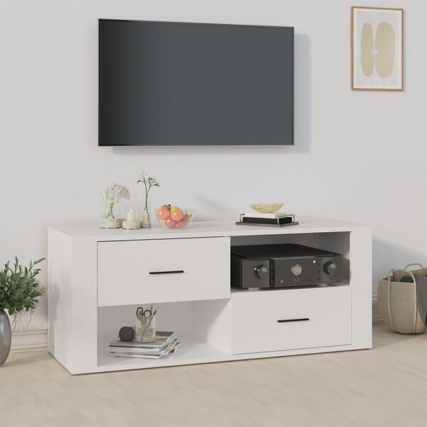 vidaXL TV skř&iacute;ňka b&iacute;l&aacute; 100 x 35 x 40 cm kompozitn&iacute; dřevo