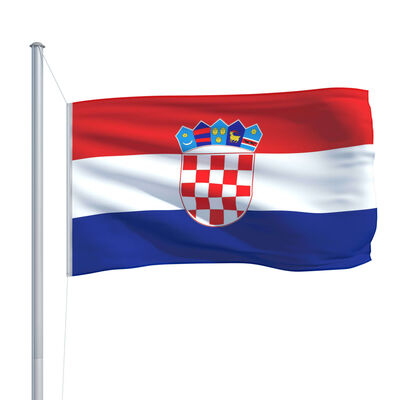 vidaXL Chorvatská vlajka a stožár hliník 6,2 m