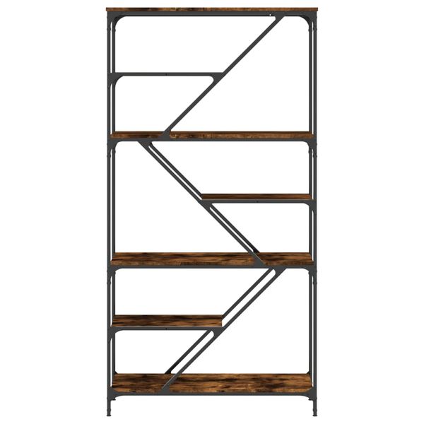 vidaXL Knihovna kouřov&yacute; dub 91 x 36 x 176 cm kompozitn&iacute; dřevo a ocel