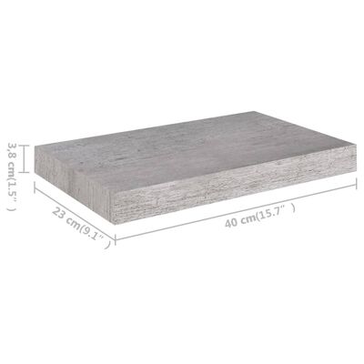 vidaXL Plovoucí nástěnná police betonově šedá 40 x 23 x 3,8 cm MDF