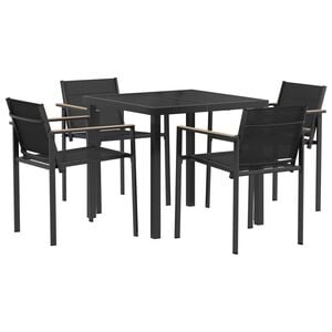 vidaXL Sada venkovn&iacute;ho n&aacute;bytku 5 pcs Čern&aacute; a Antracit 80 x 80 x 73 cm