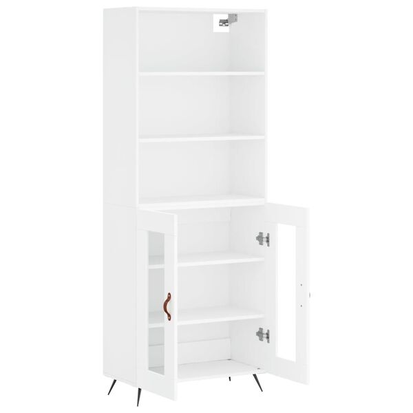 vidaXL Skř&iacute;ň highboard b&iacute;l&aacute; 69,5 x 34 x 180 cm kompozitn&iacute; dřevo