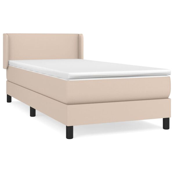 vidaXL Box spring postel s matrac&iacute; cappuccino 100x200 cm uměl&aacute; kůže