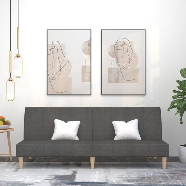 vidaXL 2m&iacute;stn&aacute; rozkl&aacute;dac&iacute; pohovka tmavě &scaron;ed&aacute; textil