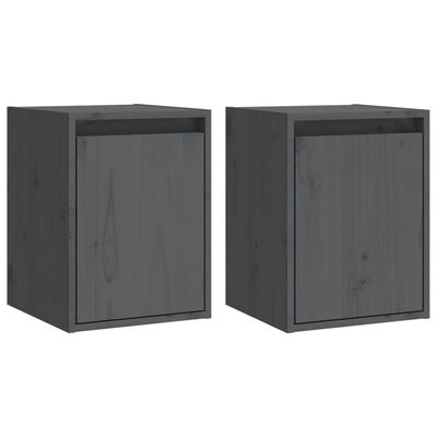 vidaXL Nástěnné skříňky 2 ks šedé 30 x 30 x 40 cm masivní borové dřevo