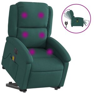 vidaXL Elektrick&eacute; zvedac&iacute; mas&aacute;žn&iacute; polohovac&iacute; křeslo zelen&eacute; textil