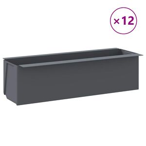 vidaXL Květinov&eacute; truhl&iacute;ky na europalety 12 ks &scaron;ed&eacute; 36x13,5x9,5 cm PP