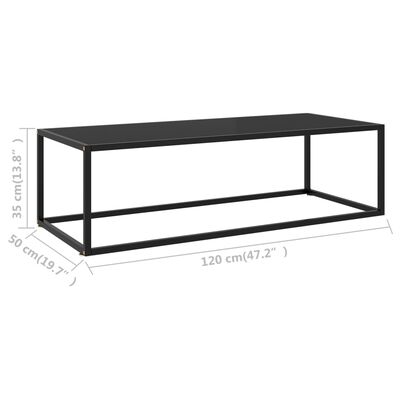 vidaXL Konferenční stolek černý s černým sklem 120 x 50 x 35 cm