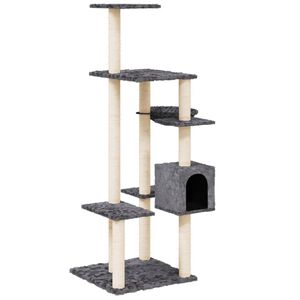 vidaXL &Scaron;krabadlo pro kočky se sisalov&yacute;mi sloupky tmavě &scaron;ed&eacute; 142 cm