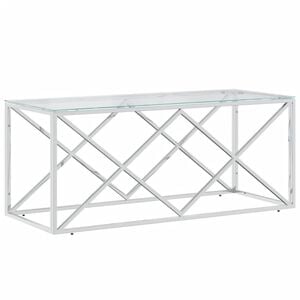 vidaXL Konferenčn&iacute; stolek 110 x 45 x 45 cm nerezov&aacute; ocel a sklo