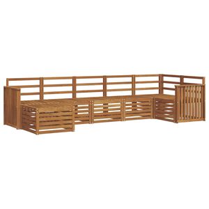 vidaXL Rohov&aacute; sofa sada 7 pcs Př&iacute;rodn&iacute; Masivn&iacute; ak&aacute;tov&eacute; dřevo