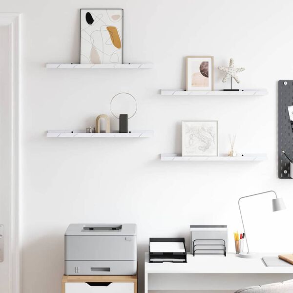 vidaXL N&aacute;stěnn&aacute; polička s polic&iacute; 4 pcs B&iacute;l&yacute; mramor 60 x 9 x 3 cm