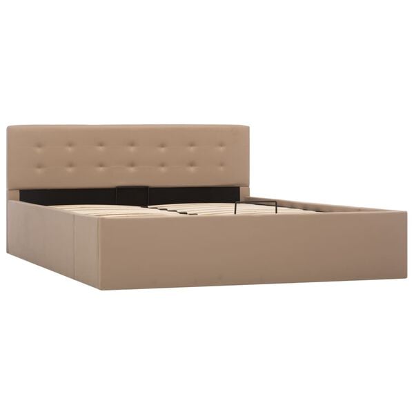 vidaXL R&aacute;m postele s &uacute;ložn&yacute;m prostorem cappuccino uměl&aacute; kůže 140x200cm