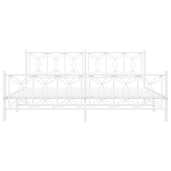 vidaXL Kovov&yacute; r&aacute;m postele s hlavov&yacute;m a nožn&iacute;m čelem b&iacute;l&yacute; 200 x 200 cm